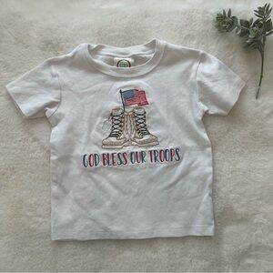 🩶SOLD🩶EUC - Embroidered - Patriotic “God Bless Our Troops” Tee - Size 4T